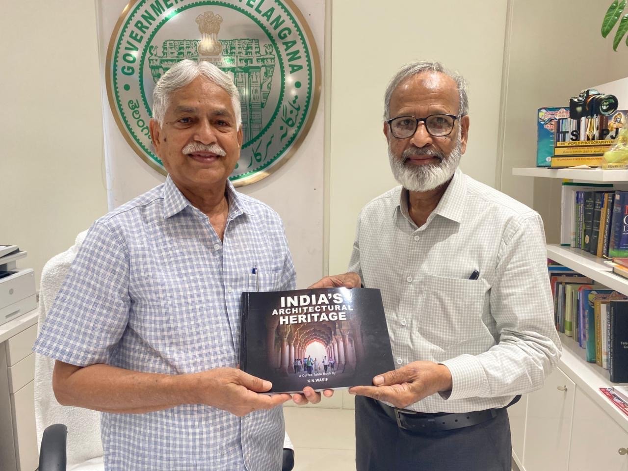 KN Wasif Presents His Book ‘India’s Architectural Heritage’ to Telangana Press Academy Chairman