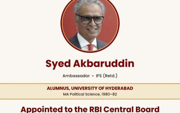 University of Hyderabad Congratulates Alumnus Ambassador Syed Akbaruddin on Appointment to RBI Central Board