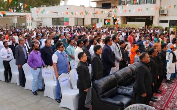 Indian Consul General Fahad Ahmed Khan Suri hoists the National Flag at the Consulate premises in Jeddah