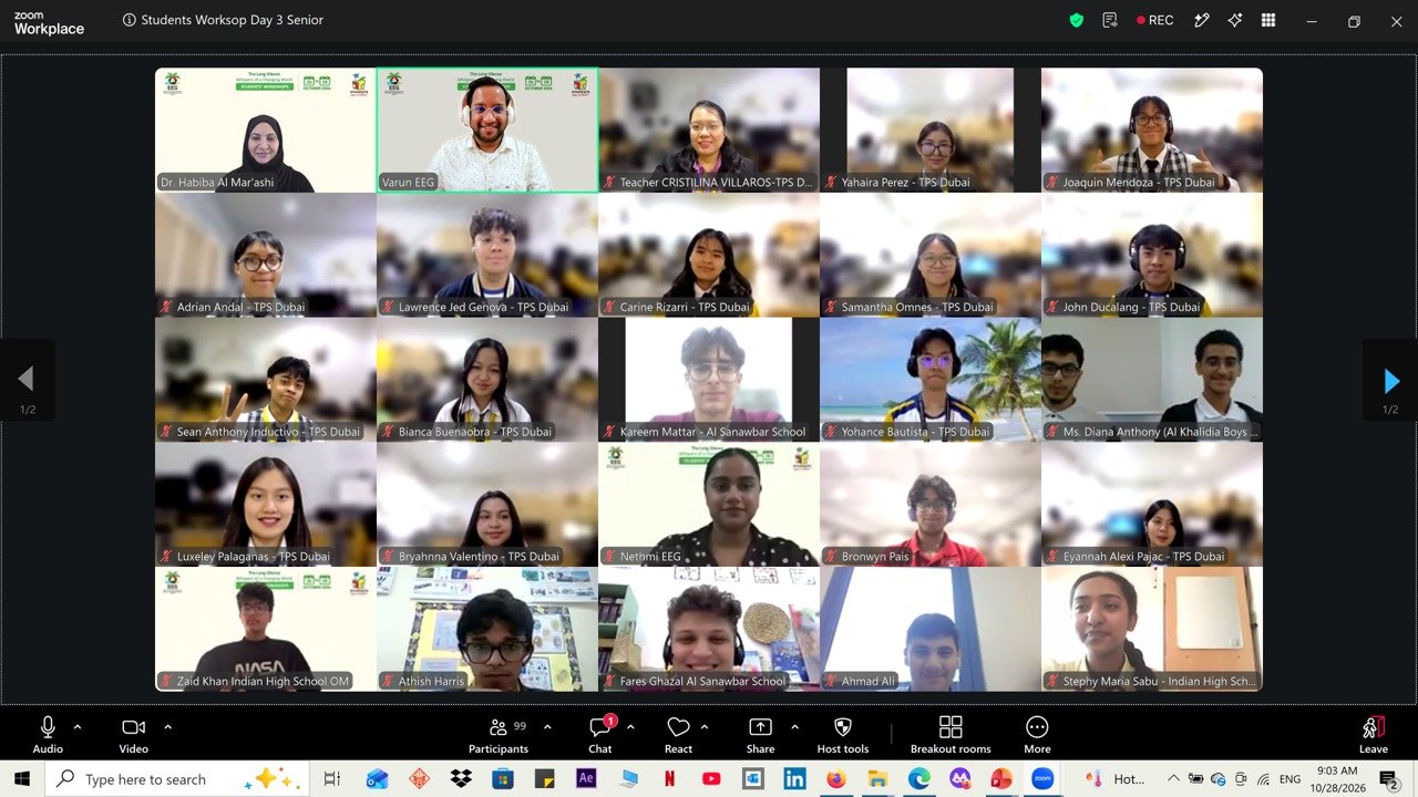 EEG Concludes the 26 th Edition of Its Students’ WorkshopsUnder the Theme “The Long Silence: Whispers of a Changing World”Three days of virtual, student-led sessions encouraged young people across the UAE to notice